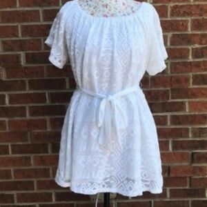 Banana Republic Crochet/Lace off the shoulder dress with sash